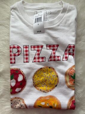 New! Unfortunate Portrait x Bloomingdales White 'Pizza' Graphic Short Sleeve Tee